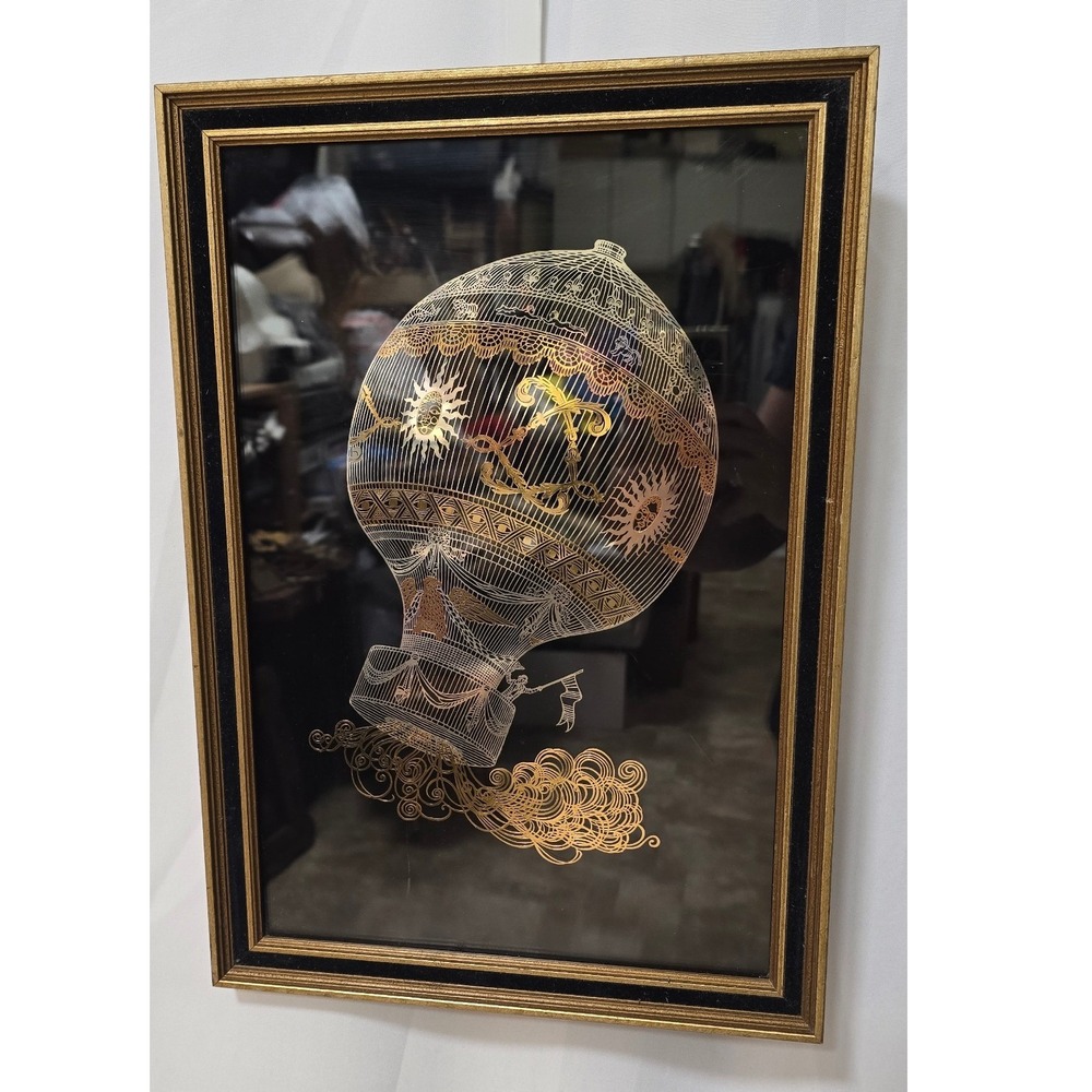 Vtg Franklin Mint The Great Ascent wall art gold sterling silver etched print